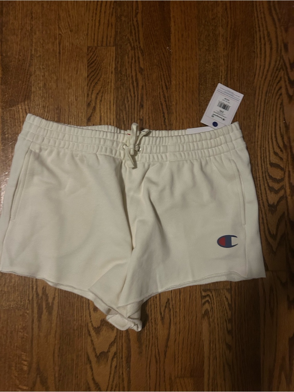 Champion Women’s Cream Athletic Shorts with Logo